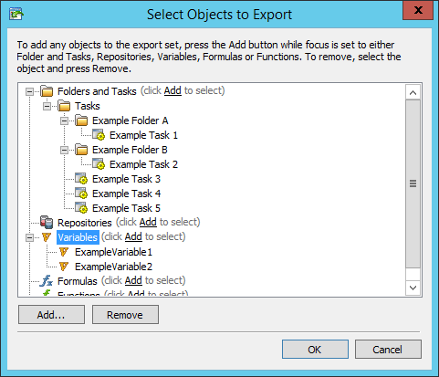 Export list with variables