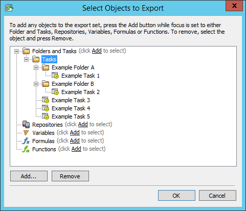 How to export your BPA Platform Tasks - Select Objects to Export