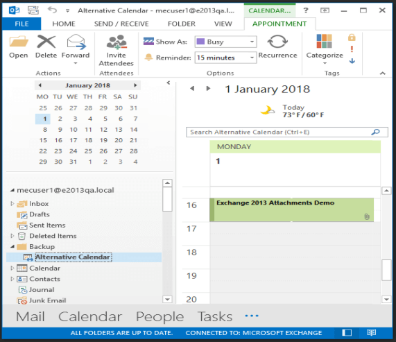Microsoft Exchange Connector Tool - Retrieving attachments in calendar items