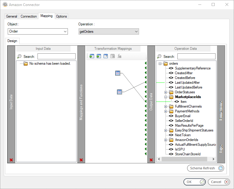 Amazon Connector - Mapping Tab